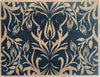 Atlantic Mats May Morris Tulip Blue Curious Collection Ocean Mat with gold floral pattern