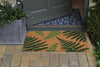 Atlantic Mats RHS Bloom Collection coir doormat with green fern design at a grey doorway