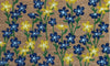 RHS Bloom Collection coir doormat with blue and yellow spring flower patterns