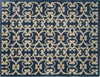 Atlantic Mats RHS Bloom Collection Ocean Mat with a blue and beige ornate damask pattern