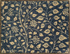 Atlantic Mats RHS Bloom Collection Ocean Mat with beige Jekyll floral pattern on navy blue