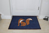 Midnight Fox recycled doormat by Atlantic Mats in blue with an orange fox design.