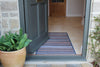 Atlantic Mats recycled natural and grey stripe runner in a home entryway