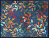 Midnight Leaves recycled Ocean Mat by Atlantic Mats with colorful autumn foliage on blue.